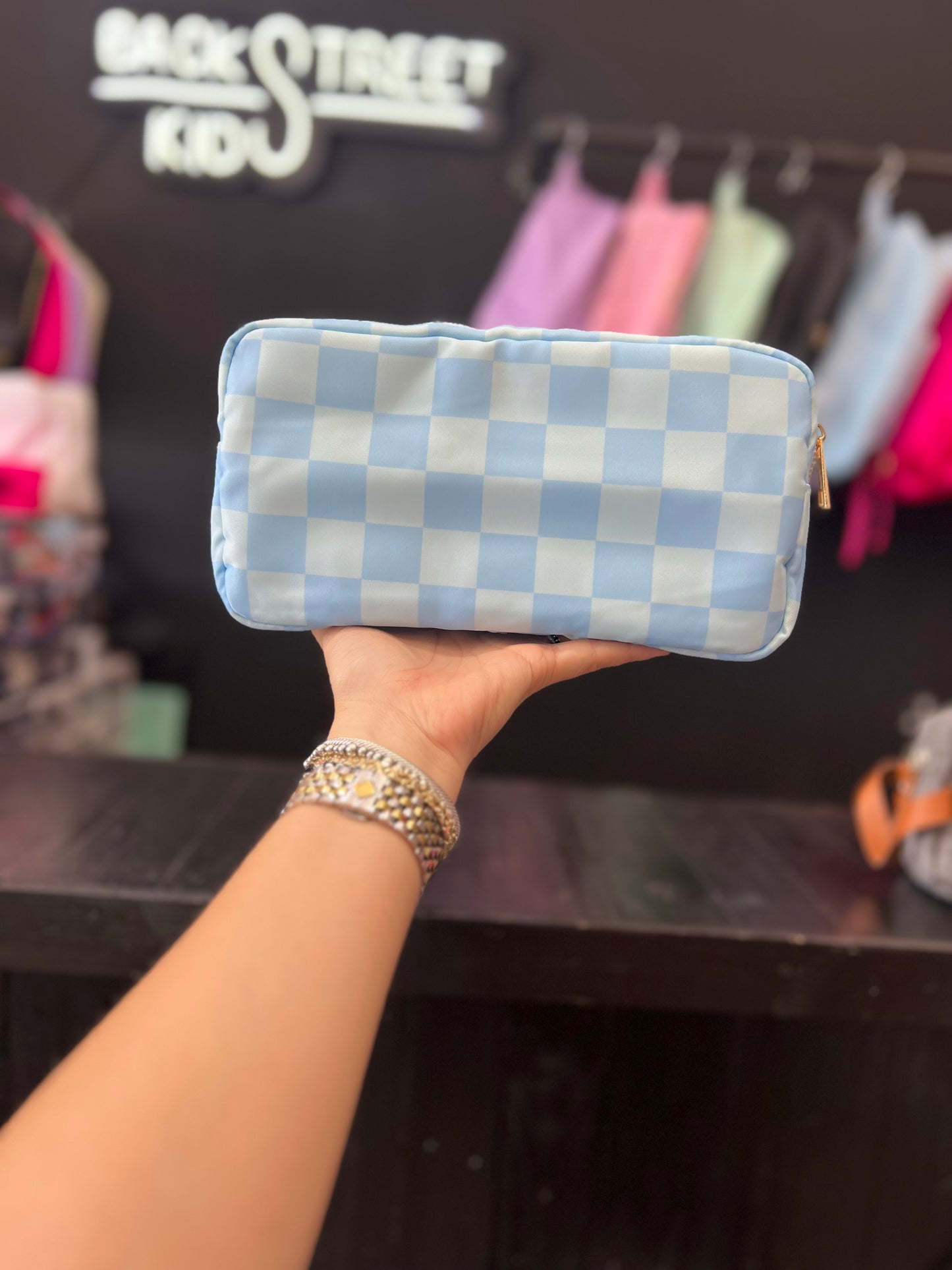 Medium Baby Blue Checkered